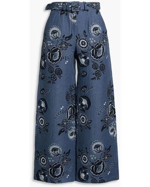 Charo Ruiz Driane Cotton-Canvas Tapered Trousers - Blue