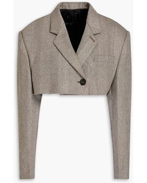 Peter Do Cropped Herringbone Merino Wool Blazer - Brown