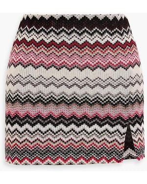 Missoni Metallic Crochet-Knit Mini Skirt - Red