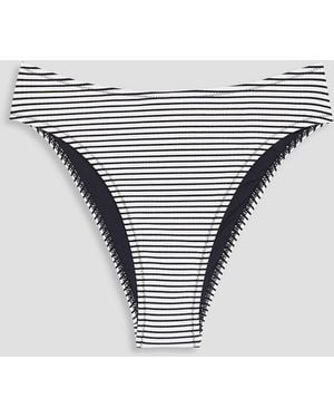 Solid & Striped The Miranda Striped Seersucker Bikini Briefs - Grey