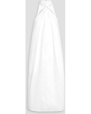 Anine Bing Cosette Twisted Cotton-Poplin Midi Dress - White