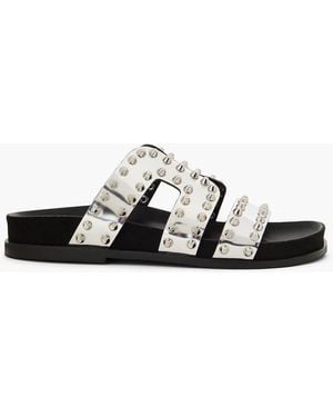Sandro Spiked Mirrored-leather Sandals - Black
