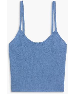 The Elder Statesman Nora Lite Bouclé-Knit Cotton Camisole - Blue