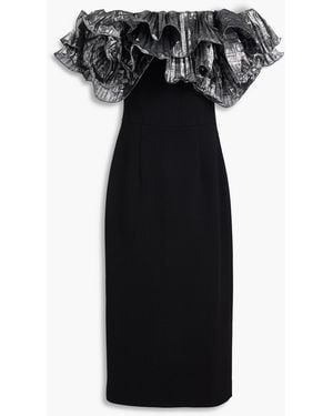 Rebecca Vallance Lumi Strapless Ruffled Lamé Midi Dress - Black