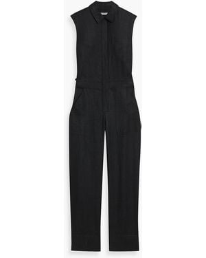 Another Tomorrow Linen-Blend Twill Jumpsuit - Black