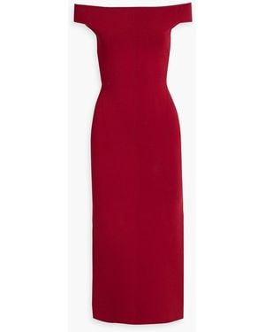 Galvan London Aphrodite Off-the-shoulder Stretch-knit Midi Dress - Red