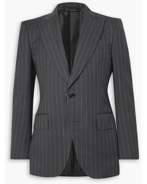 Tom Ford Slim-Fit Pinstriped Wool And Mohair-Blend Suit Jacket - Black