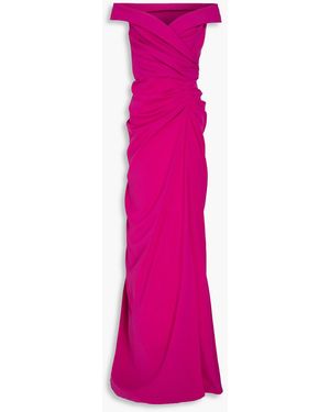 Rhea Costa Athena Off-the-shoulder Draped Crepe Gown - Pink