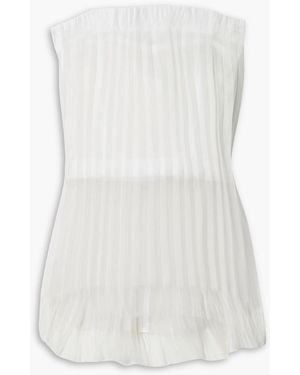 Interior Briony Strapless Pleated Layered Silk-organza And Mesh Top - White