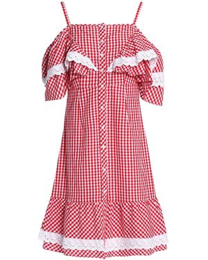 Walter Baker Carter Cold-Shoulder Ruffled Gingham Cotton-Poplin Dress - Red