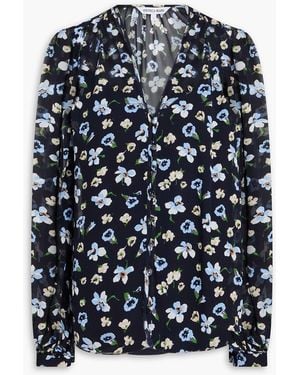 Veronica Beard Alec Floral-Print Silk-Georgette Blouse - Blue