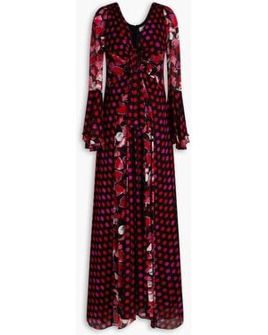 Diane von Furstenberg Selena maxikleid aus crêpe mit print und schleife - Rot