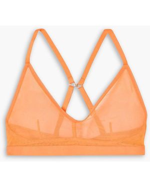 Skin Ophelia Stretch Jersey-trimmed Cotton-tulle Soft-cup Bra - Orange