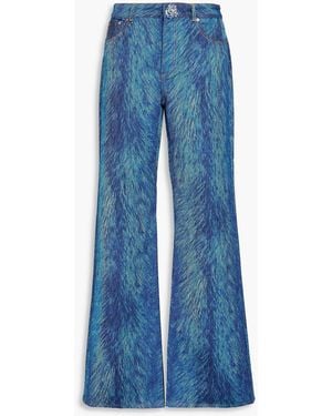Area Printed High-rise Flared Jeans - Blue