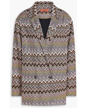 Missoni Double-Breasted Crochet-Knit Blazer - Gray