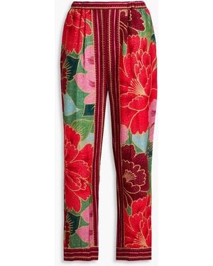 FARM Rio Printed Cotton-Flannel Tapered Trousers