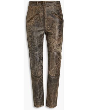 Acne Studios Cracked-leather Straight-leg Trousers - Black