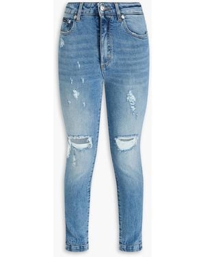 Dolce & Gabbana Distressed High-rise Skinny Jeans - Blue