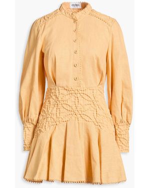 Charo Ruiz Ramie-Blend Cloqué Mini Dress - Orange
