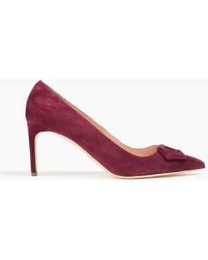 Rupert Sanderson Nada Embellished Suede Court Shoes - Red