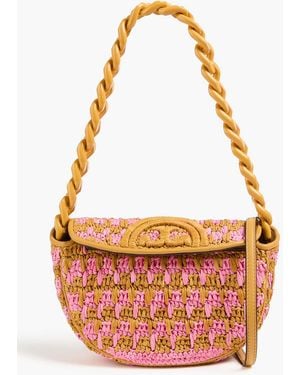 Tory Burch Fleming Crocheted Raffia Shoulder Bag - White
