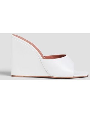 AMINA MUADDI Lupita Leather Wedge Mules - White