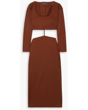 Zeynep Arcay Cutout Stretch-wool Midi Dress - Brown