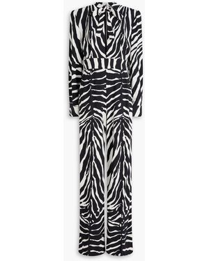 Dolce & Gabbana Zebra-Print Crepe Wide-Leg Jumpsuit - Black