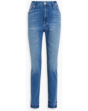 GOOD AMERICAN Faded Whiskered Mid-Rise Skinny Jeans - Blue