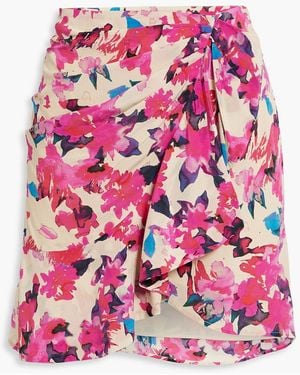 IRO Melissa Draped Floral-print Silk-crepe Mini Skirt - Pink