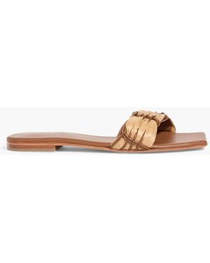 Johanna Ortiz Hidden Messages Leather And Faux Raffia Slides - White