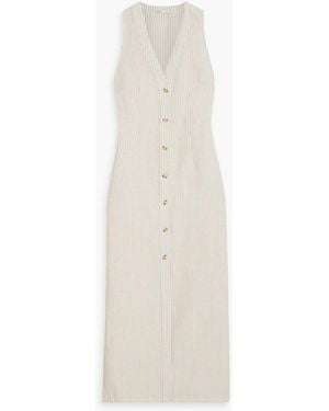 Onia Striped Linen And Lyocell-blend Maxi Dress - White