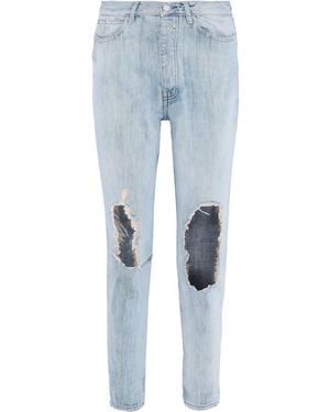 IRO Barbara Distressed High-Rise Straight-Leg Jeans - Blue