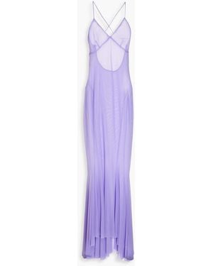 Norma Kamali Open-back Mesh Gown - Purple