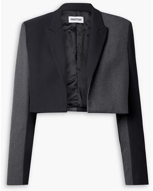 Partow Florian Cropped Two-tone Wool-twill Blazer - Black