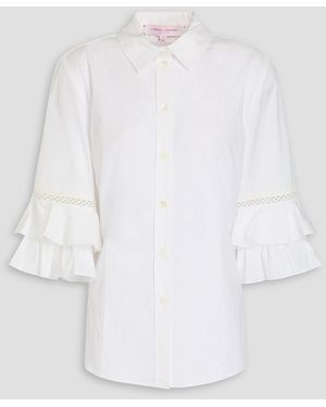 Carolina Herrera Crochet-Trimmed Cotton-Blend Poplin Top - White