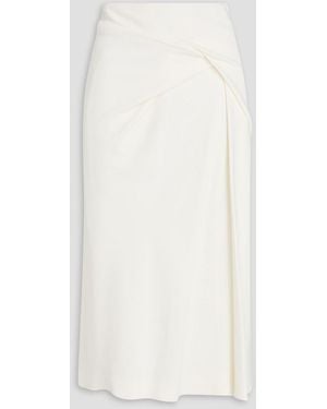 Another Tomorrow Twisted Crepe Midi Skirt - White