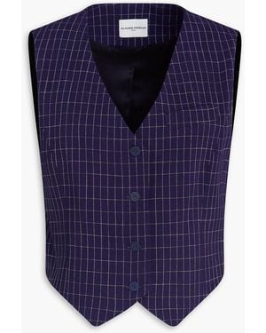 Claudie Pierlot Checked Grain De Poudre Vest - Blue