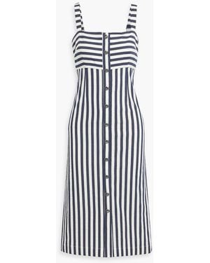 Veronica Beard Artie Metallic Striped Woven Midi Dress - White