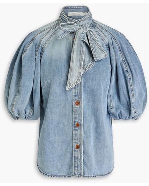 Zimmermann Pussy-Bow Denim Shirt - Blue