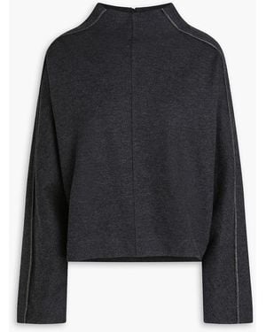 Brunello Cucinelli Bead-Embellished Cashmere-Blend Mock-Neck Jumper - Blue