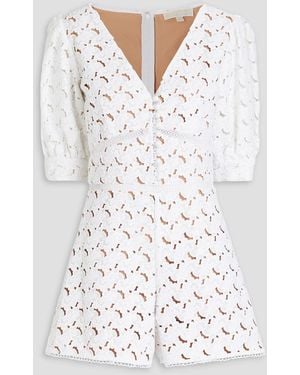 MICHAEL Michael Kors Gathered Hemp Guipure Lace Playsuit - White