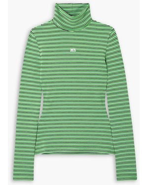 Wales Bonner Sonic Embroidered Striped Jersey Turtleneck Top - Green