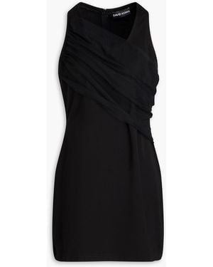 David Koma Tulle-Trimmed Jersey Mini Dress - Black