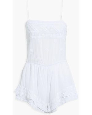 Isabel Marant Eley Embroidered Cotton-voile Playsuit - White