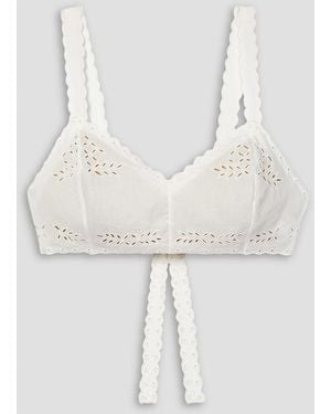 Miguelina Jules Broderie Anglaise Cotton-Voile Bra Top - White