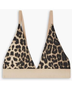 Baserange Leopard-print Stretch-bamboo Lyocell Soft-cup Triangle Bra - Black