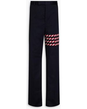 Thom Browne Striped Cotton-Gabardine Trousers - Blue