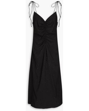 Sandro Crystal-embellished Ruched Crepe Midi Dress - Black