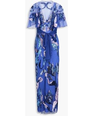 Temperley London Novella Sequin-Embellished Point D'Esprit Midi Dress - Blue